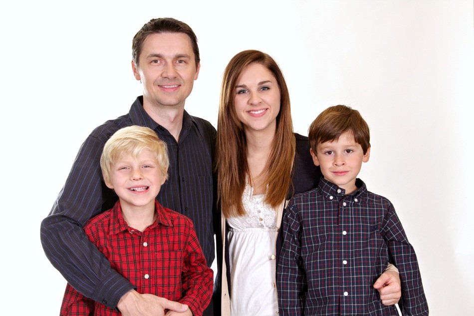 family portrait on the white background