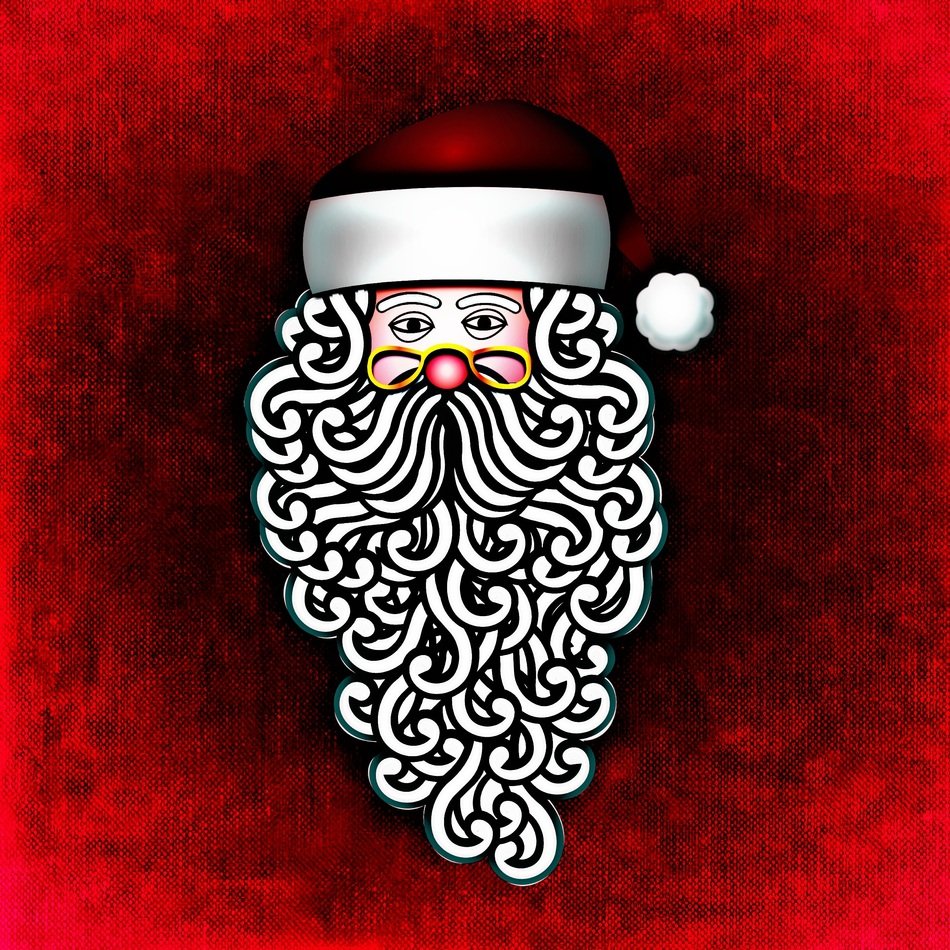 graphic image of santa claus with curly beard