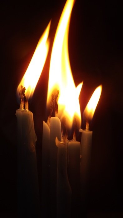soft light from burning candles