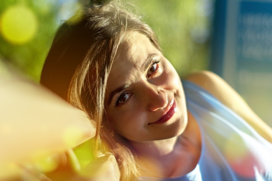 portrait of a woman in sun lights
