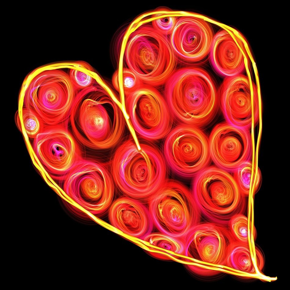 romantic digital heart on the black background