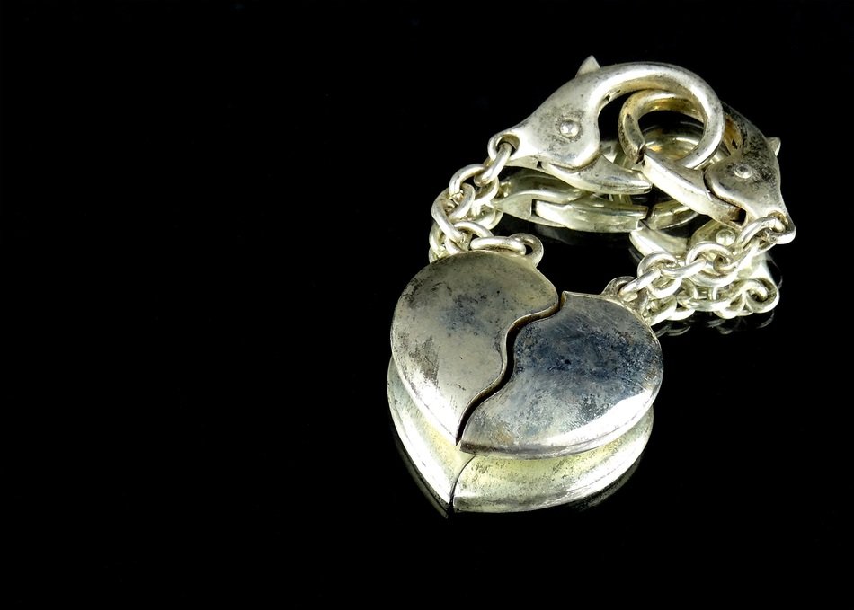 pendant in the form of two halves of the heart
