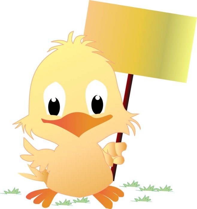 Happy Cute Chick with Sign, illustration