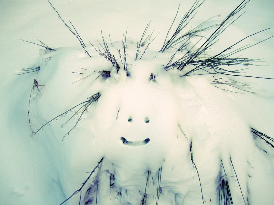 Smiley snow in winter