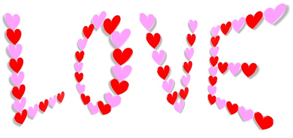 banner with inscription love in 3d