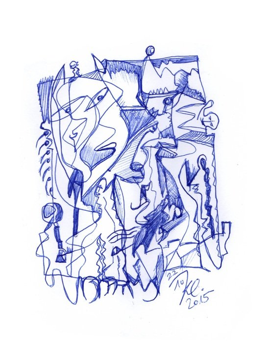 Blue art as a drawing