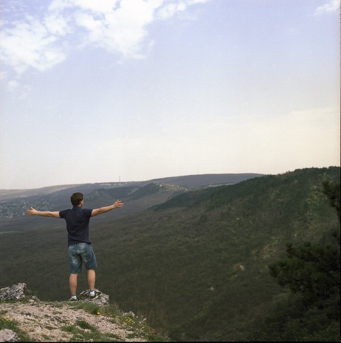 the man on the top of the mountains