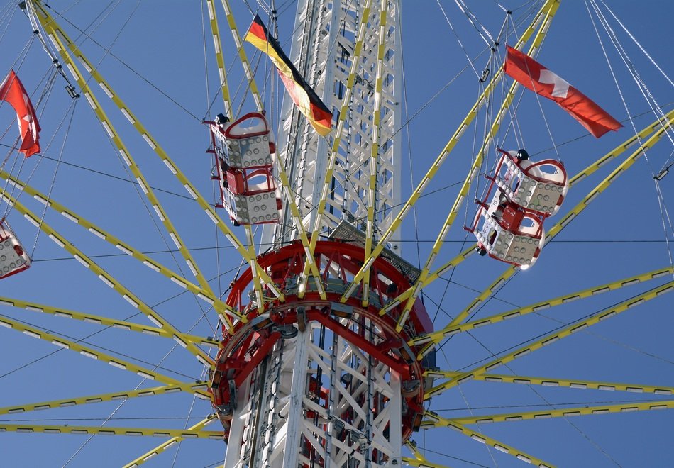carousel with chains around the tower