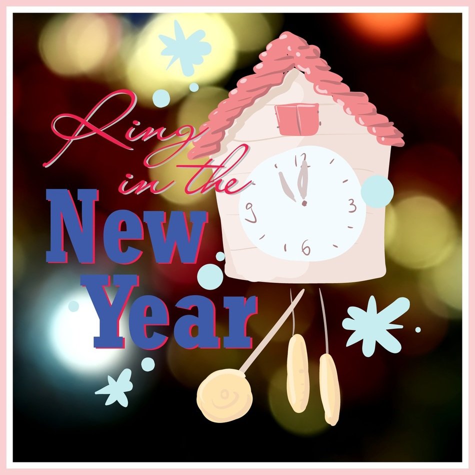 New Year greeting card with clock