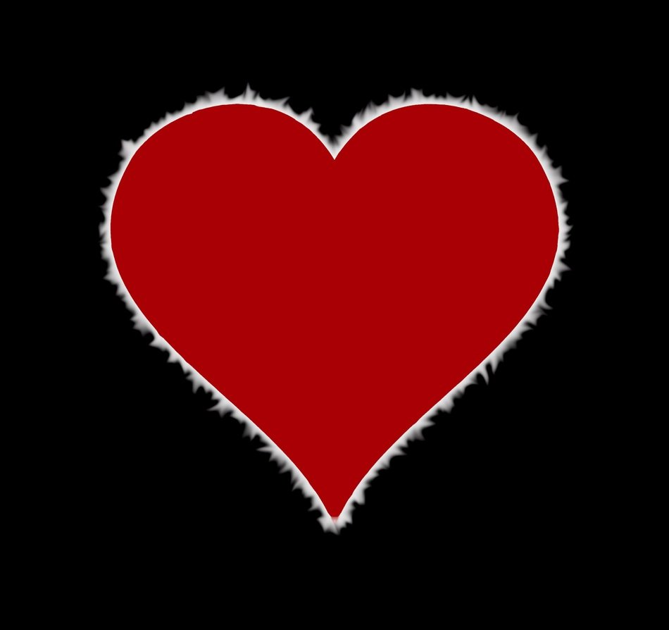 red heart on the black background