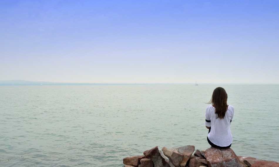 Young lady near the Lake Balaton