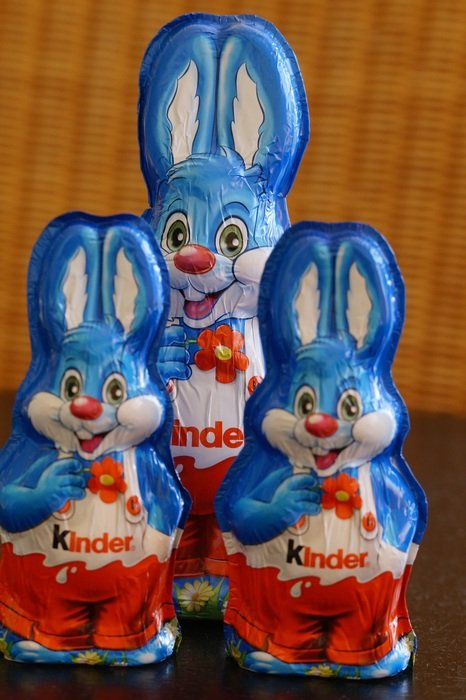 three chocolate hare to happy easter