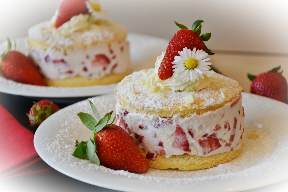 light dessert with fresh strawberries