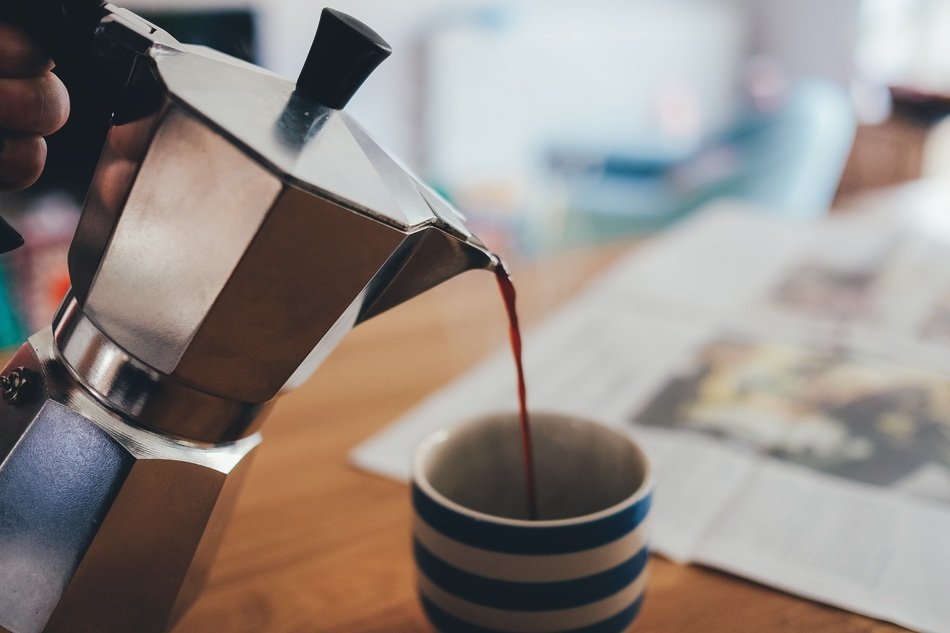 Pouring coffee in the morning