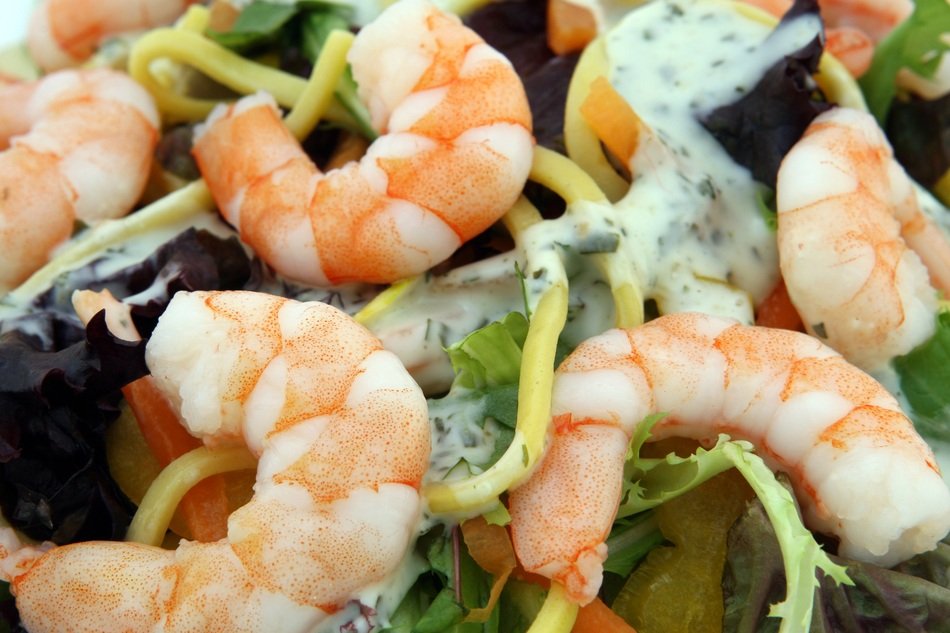 Asian prawns with lots of proteins close-up