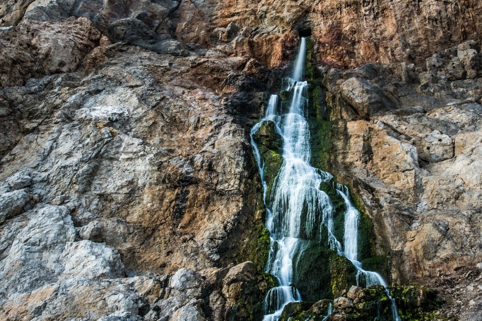 Beatiful waterfall from the rocks in the Gibraltar