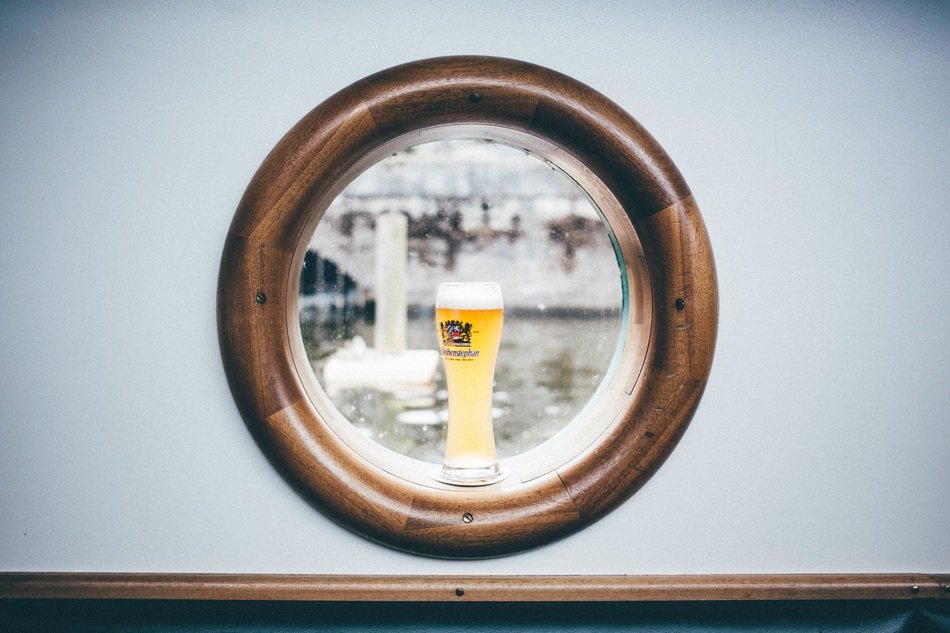 Beer glass on a Boat Window