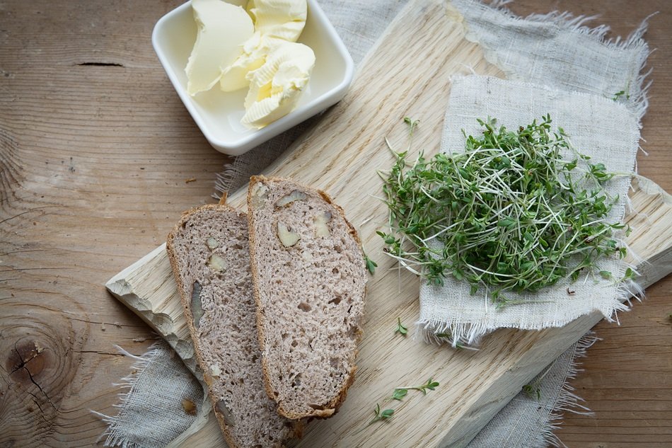 country bread and cress for breakfast
