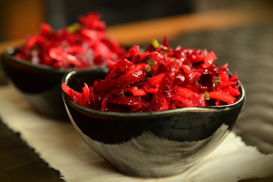 Healthy red beetrood salad in