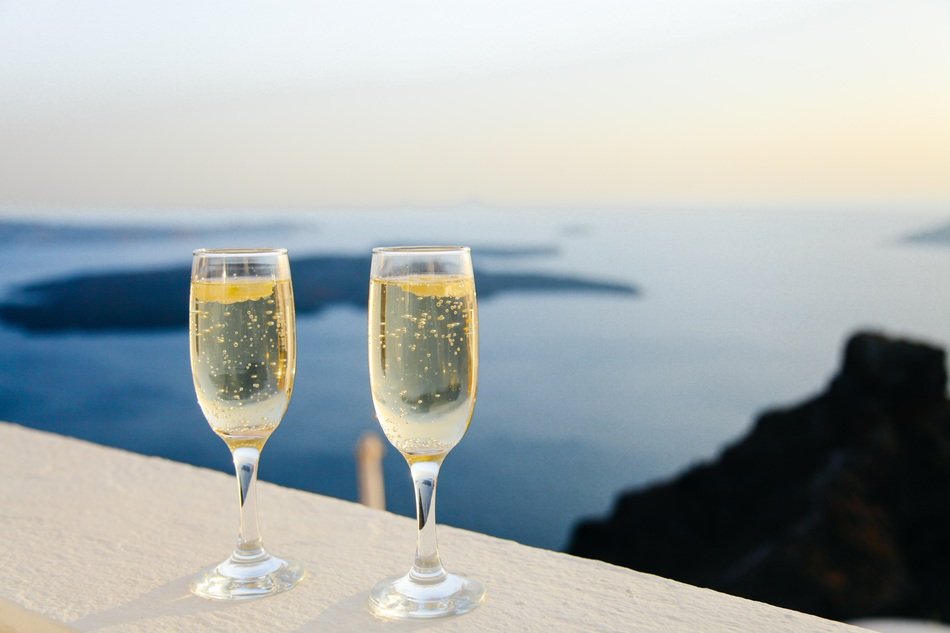 Panorama with the sparkling wine