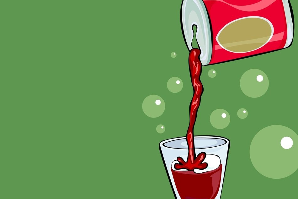 Pouring red soda as an illustration