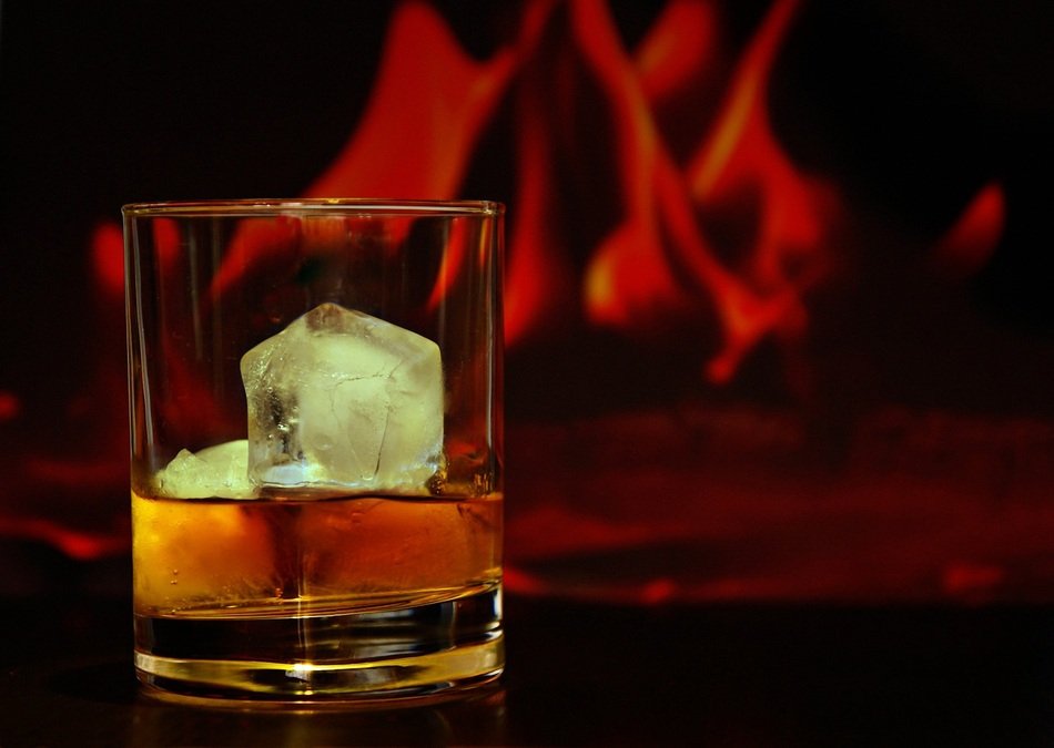 glass of whisky on the rocks