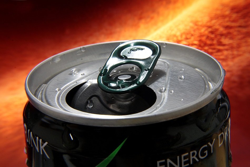 Opened can with the energy drink