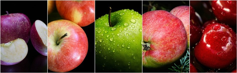 Collage pictures of apples