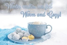 hot chocolate and cookies in wintertime