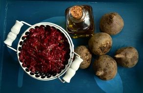 beetroot salad in a ceramic plate