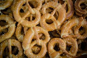 many pretzels in the bakery