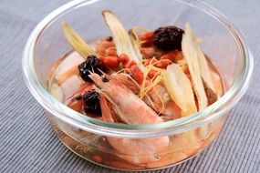 Seafood herbal in a plate