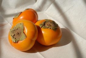 persimmon on a white towel