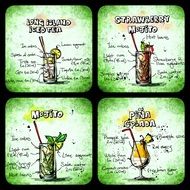 collage with recipes of alcohol cocktails