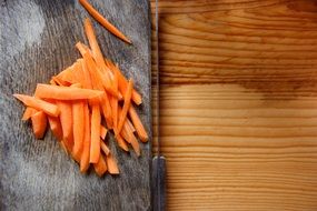 sliced carrots for a dish