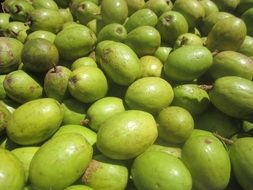 harvest of green exotic fruits