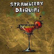 drawn strawberry cocktail Daiquiri