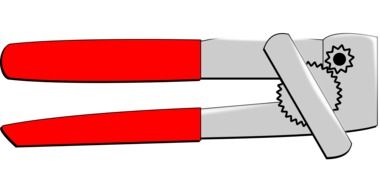 kitchen knife with red handles as an illustration