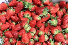 pile of strawberries fruit red