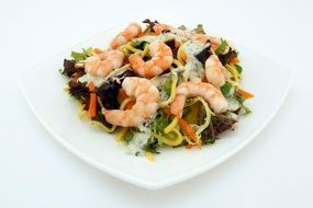 salad with greens and shrimps