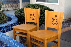 Coffee Cups, drawing on Chairs Outdoor