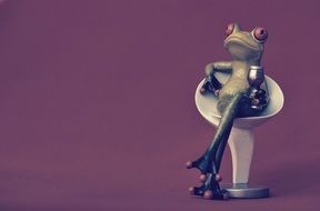 ceramic Frog on Chair