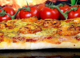 dish with dough, cheese and bacon