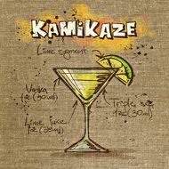 kamikaze cocktail recipe on paper