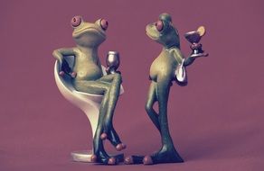 relaxing with drinks ceramic frogs