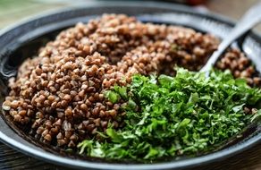 Groats Meal with Herbs, vegetarian Food