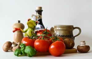 ceramic frog among vegetables