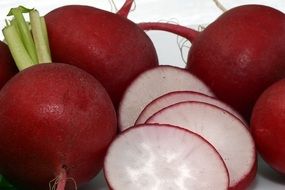whole and sliced Radishes