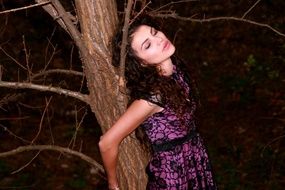 Girl with closed eyes in Forest Wild Autumn