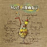 drawn cocktail blue hawaii